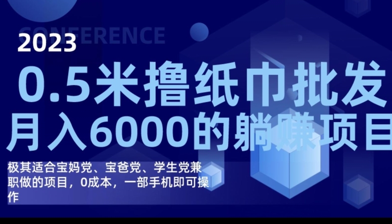 2023最新0.5米撸纸巾批发，月入6000的躺赚项目，0成本，一部手机即可操作-副业网