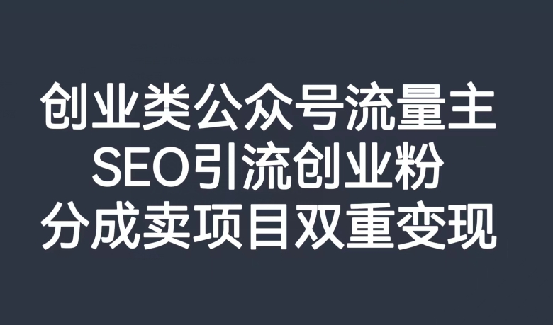 创业类公众号流量主，SEO引流创业粉，分成卖项目双重变现【揭秘】-副业网