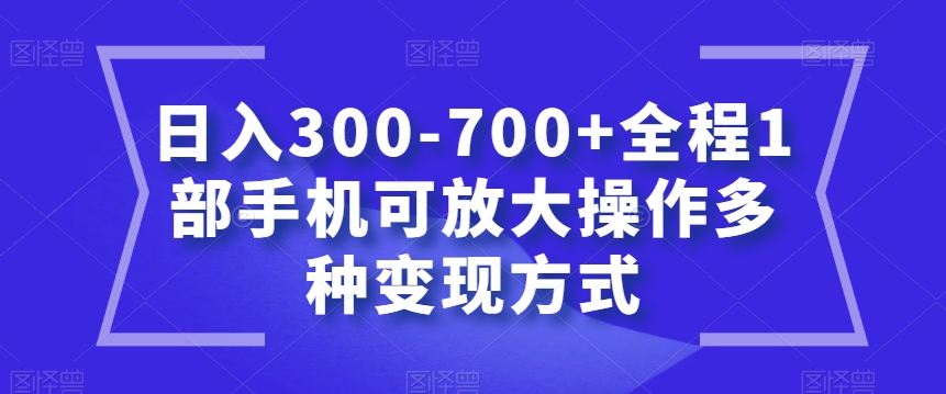 日入300-700+全程1部手机可放大操作多种变现方式【揭秘】-副业网