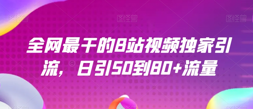 全网最干的B站视频独家引流，日引50到80+流量【揭秘】-副业网