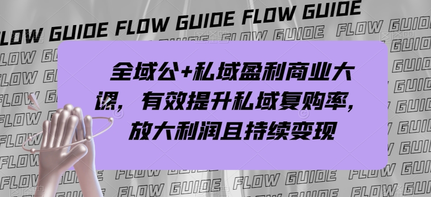 全域公+私域盈利商业大课，有效提升私域复购率，放大利润且持续变现-副业网