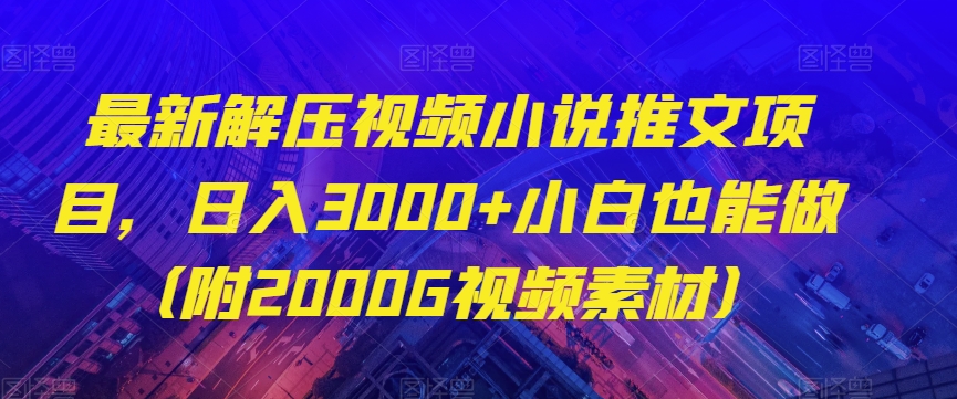 最新解压视频小说推文项目，日入3000+小白也能做（附2000G视频素材）【揭秘】-副业网