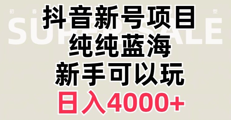 抖音蓝海赛道，必须是新账号，日入4000+【揭秘】-副业网