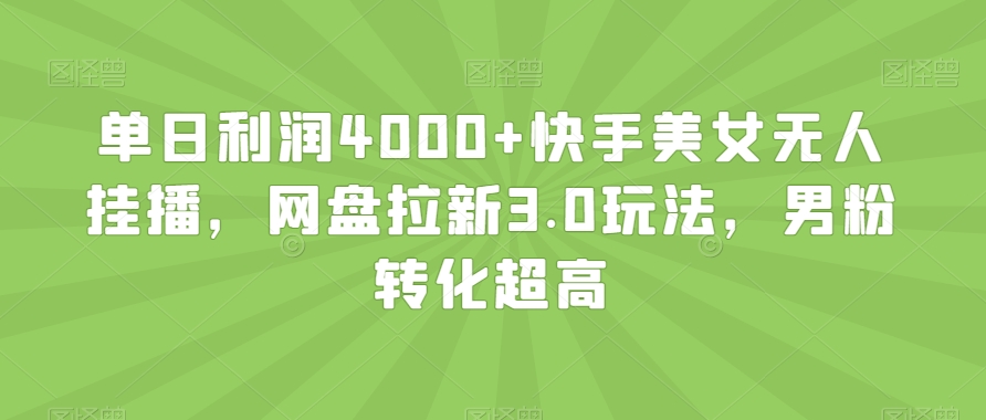 单日利润4000+快手美女无人挂播，网盘拉新3.0玩法，男粉转化超高【揭秘】-副业网
