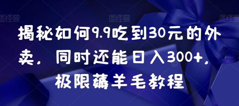 揭秘如何9.9吃到30元的外卖，同时还能日入300+，极限薅羊毛教程-副业网