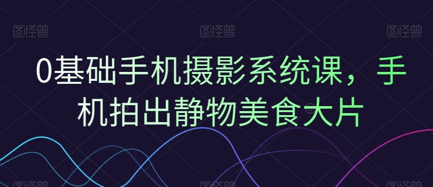 0基础手机摄影系统课，手机拍出静物美食大片-副业网
