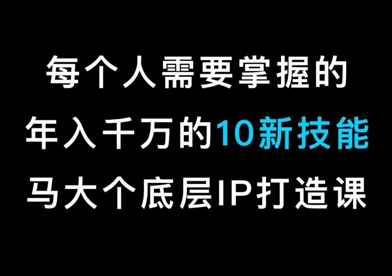 马大个的IP底层逻辑课，​每个人需要掌握的年入千万的10新技能，约会底层IP打造方法！-副业网