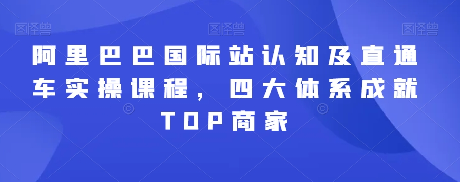 阿里巴巴国际站认知及直通车实操课程，四大体系成就TOP商家-副业网