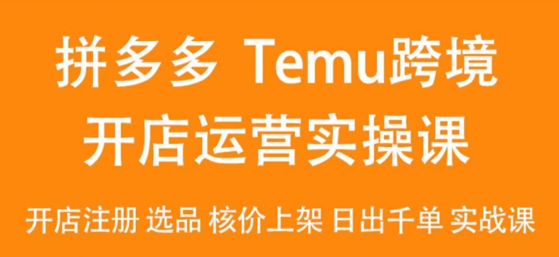 2024Temu最新玩法，Temu跨境开店运营实操课，开店注册/选品/核价上架/日出千单实战课-副业网