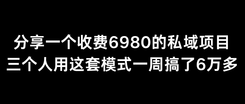 分享一个外面卖6980的私域项目三个人用这套模式一周搞了6万多-副业网