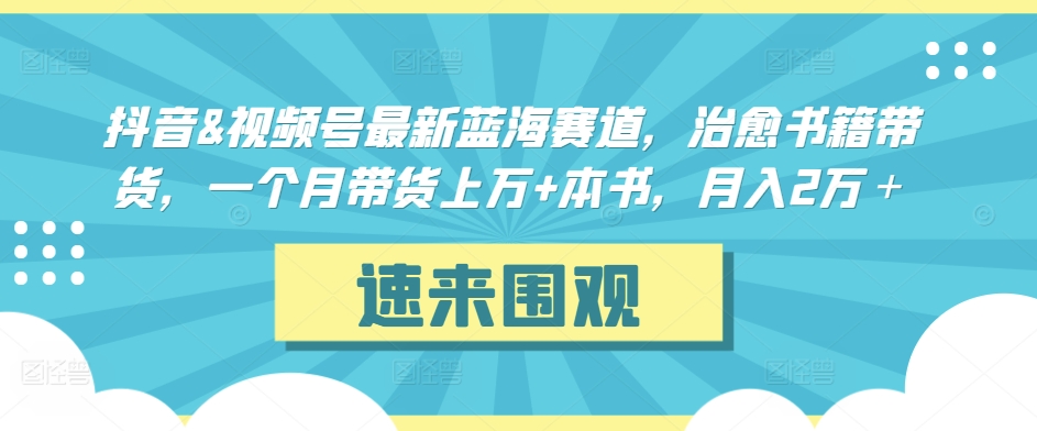抖音&视频号最新蓝海赛道，治愈书籍带货，一个月带货上万+本书，月入2万＋-副业网