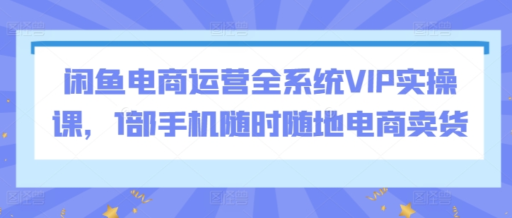 闲鱼电商运营全系统VIP实操课，1部手机随时随地电商卖货-副业网