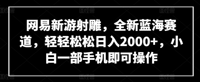 网易新游射雕，全新蓝海赛道，轻轻松松日入2000+，小白一部手机即可操作-副业网