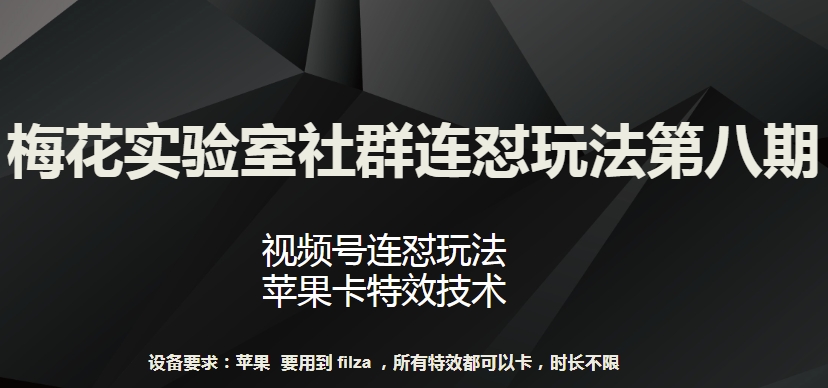 梅花实验室社群连怼玩法第八期，视频号连怼玩法 苹果卡特效技术-副业网