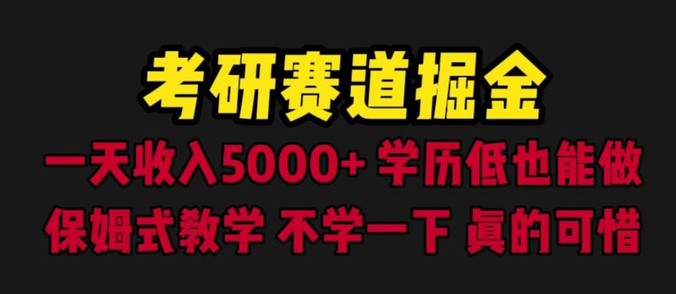 考研赛道掘金，一天5000+学历低也能做，保姆式教学，不学一下，真的可惜-副业网