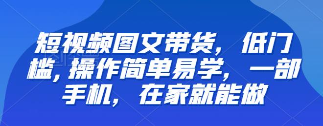 【推荐】短视频图文带货，低门槛,操作简单易学，一部手机，在家就能做-副业网
