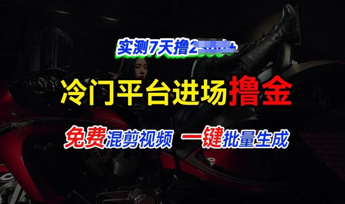 全新冷门平台视频，快速免费进场搞米，通过混剪视频一键批量生成，实测7天撸上千-副业网