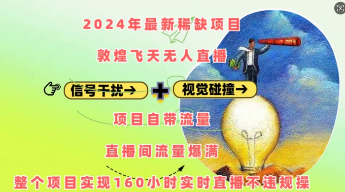 2024年最新稀缺项目敦煌飞天无人直播，项目自带流量，流量爆满，实现160小时实时直播不违规操-副业网