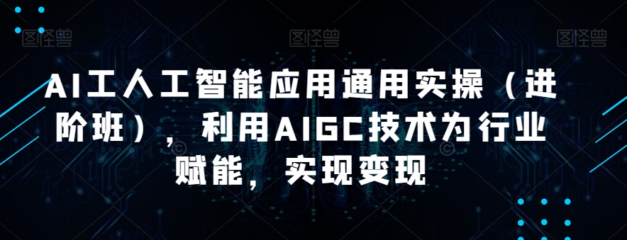 AI工人工智能应用通用实操（进阶班），利用AIGC技术为行业赋能，实现变现-副业网