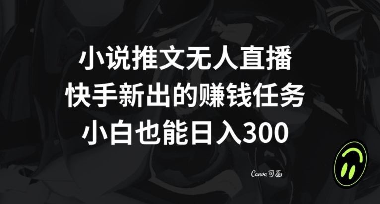 小说推文无人直播，快手新出的赚钱任务，小白也能日入300+【揭秘】-副业网
