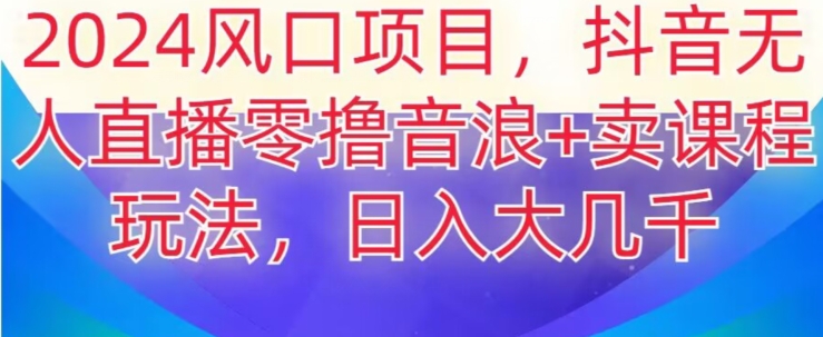 2024风口项目，抖音无人主播撸音浪+卖课程玩法，日入大几千【揭秘】-副业网