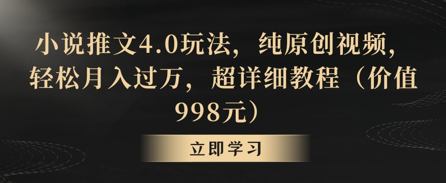 小说推文4.0玩法，纯原创视频，轻松月入过万，超详细教程（价值998元）-副业网