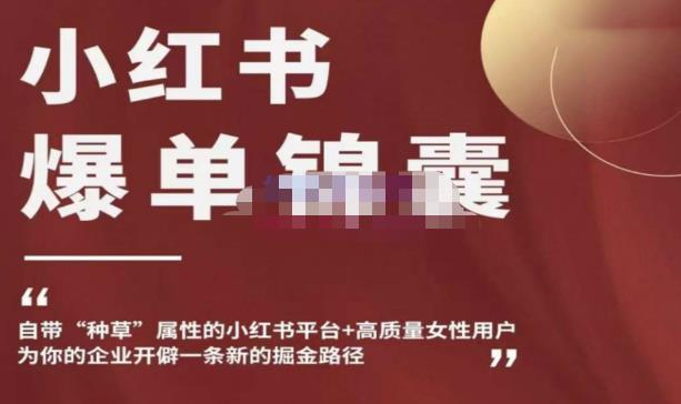 小红书爆单锦囊，自带种草属性+高质量女性用户，为你的企业开辟一条新的掘金路径-副业网