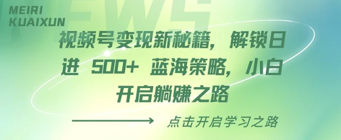 视频号变现新秘籍，解锁日进 5张 蓝海策略，小白开启躺Z之路-副业城