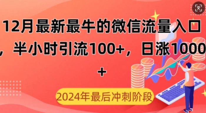 12月最新最牛的微信流量入口，半小时引流100+创业粉，日涨粉1000+-副业城