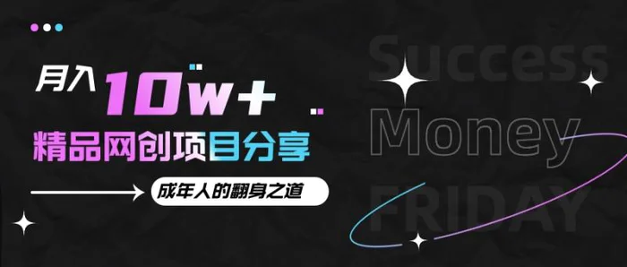 月入十万+的网创项目分享，成年人的最快翻身之道-副业网