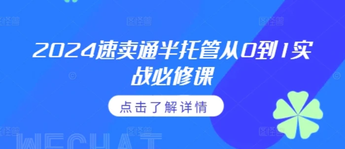 2024速卖通半托管从0到1实战必修课，掌握通投广告打法、熟悉速卖通半托管的政策细节-副业城