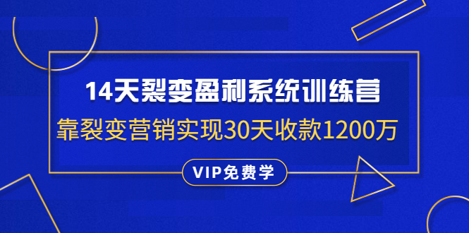 （1317期）14天裂变盈利系统训练营：靠裂变营销实现30天收款1200万（无水印）-副业城