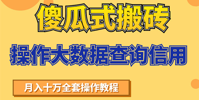 （1538期）傻瓜式搬砖操作大数据查询信用赚钱方法：助你快速月入6万全套操作教程-副业城