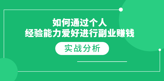 （1771期）如何通过个人经验能力爱好进行副业赚钱，多种实战赚钱分析（完结）-副业城