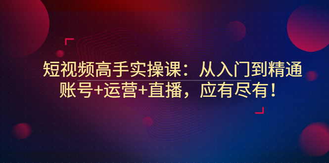 （2889期）短视频高手实操课：从入门到精通，账号+运营+直播，应有尽有！-副业城