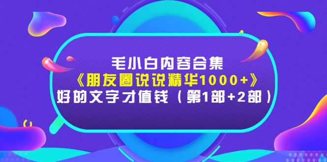 （2803期）毛小白内容合集《朋友圈说说精华1000+》好的文字才值钱（第1部+2部）-副业城
