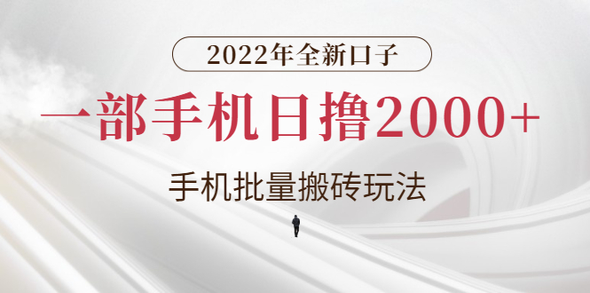 （2682期）2022年全新口子，手机批量搬砖玩法，一部手机日撸2000+-副业城