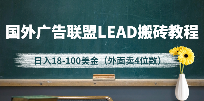 （2616期）外面卖4位数的国外广告联盟LEAD搬砖教程，日入18-100美金（教程+软件）-副业城