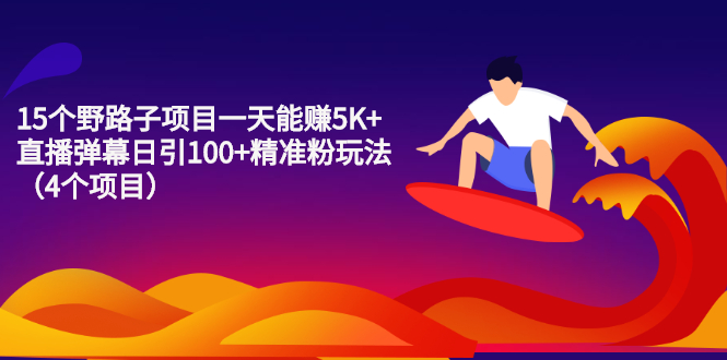 （2213期）15个野路子项目一天能赚5K+直播弹幕日引100+精准粉玩法（4个项目）-副业城