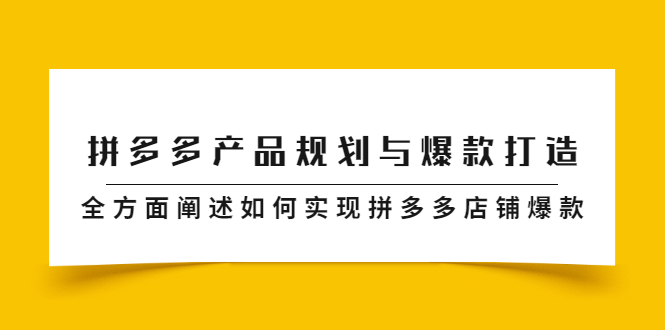 （2181期）拼多多产品规划与爆款打造，全方面阐述如何实现拼多多店铺爆款-副业城