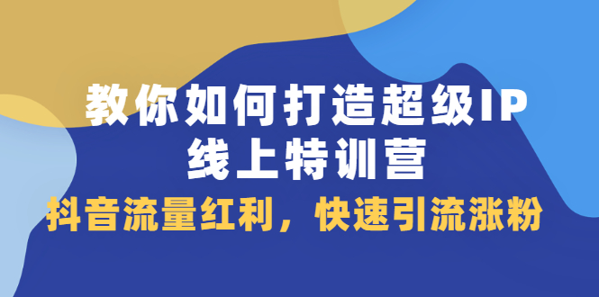 （2093期）教你如何打造超级IP线上特训营，抖音流量红利，快速引流涨粉-副业城