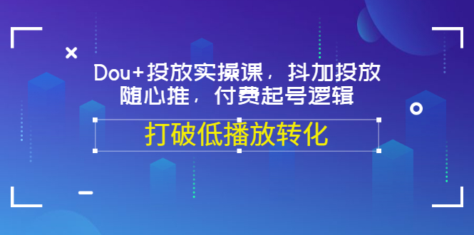 （3179期）Dou+投放实操课，抖加投放，随心推，付费起号逻辑，打破低播放转化-副业城