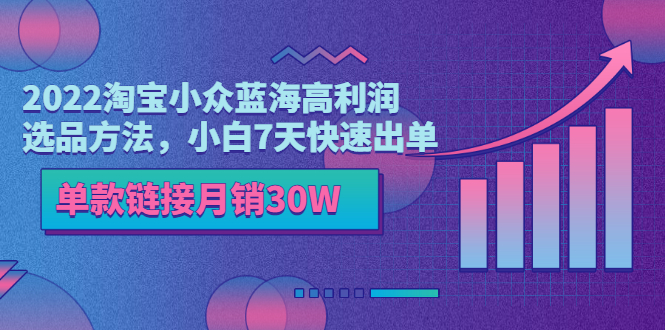 （3208期）2022淘宝小众蓝海高利润选品方法，小白7天快速出单，单款链接月销30W-副业城