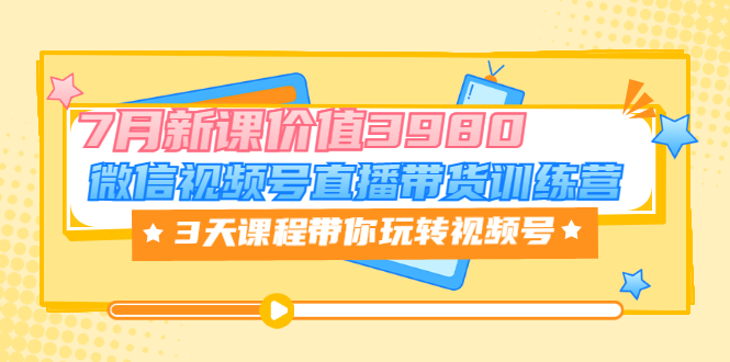 （3214期）微信视频号直播带货训练营，3天课程带你玩转视频号：7月新课-副业城