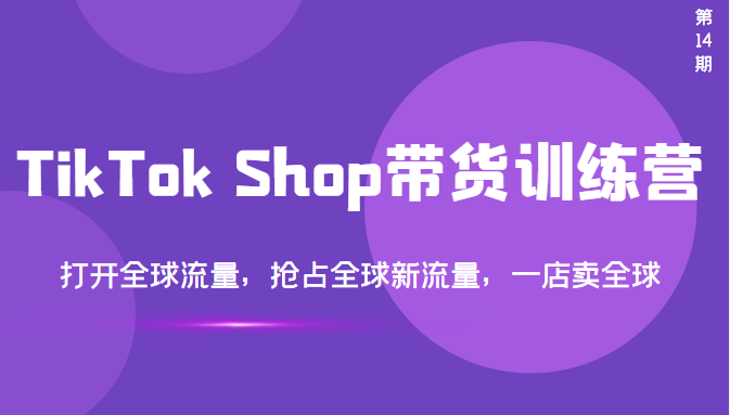 （3342期）TikTok Shop带货训练营，打开全球流量，抢占全球新流量 一店卖全球(第14期)-副业城