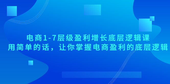 （3403期）电商1-7层级盈利增长底层逻辑课：用简单的话，让你掌握电商盈利的底层逻辑-副业城