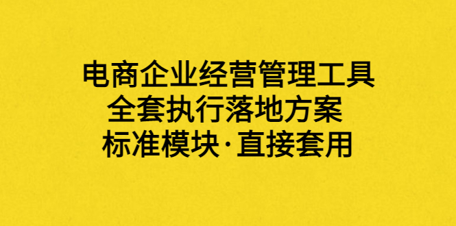 （3439期）外面卖198·电商企业经营管理工具：全套执行落地方案 标准模块·直接套用-副业城