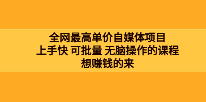 （3557期）全网最单高价自媒体项目：上手快 可批量 无脑操作的课程，想赚钱的来-副业城