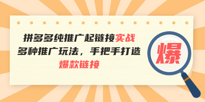 （3649期）拼多多纯推广起链接实战：多种推广玩法，手把手打造爆款链接-副业城