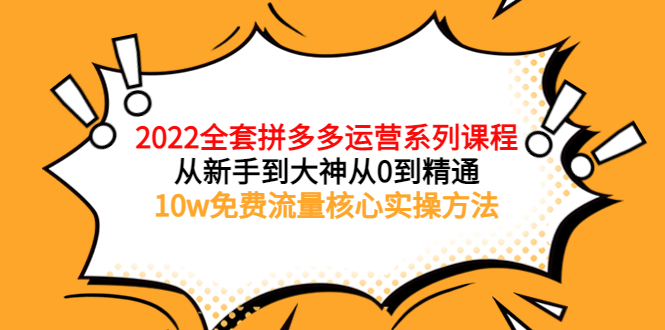 （3654期）2022全套拼多多运营课程，从新手到大神从0到精通，10w免费流量核心实操方法-副业城